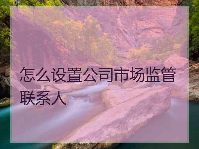 怎么设置公司市场监管联系人 怎么设置公司市场监管联系人