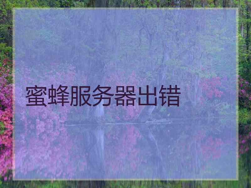 蜜蜂服务器出错 蜜蜂服务器出错