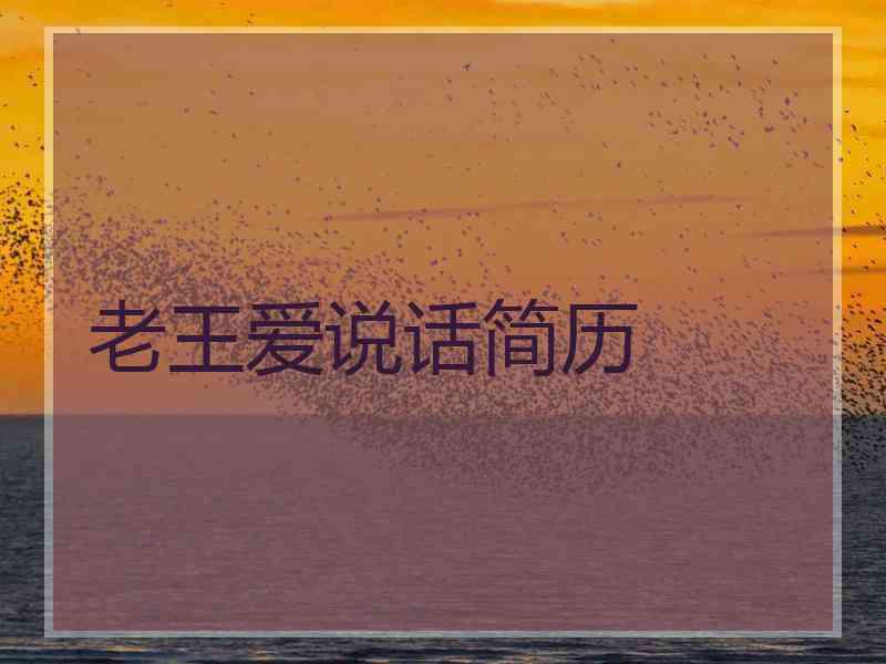 老王爱说话简历 老王爱说话简历