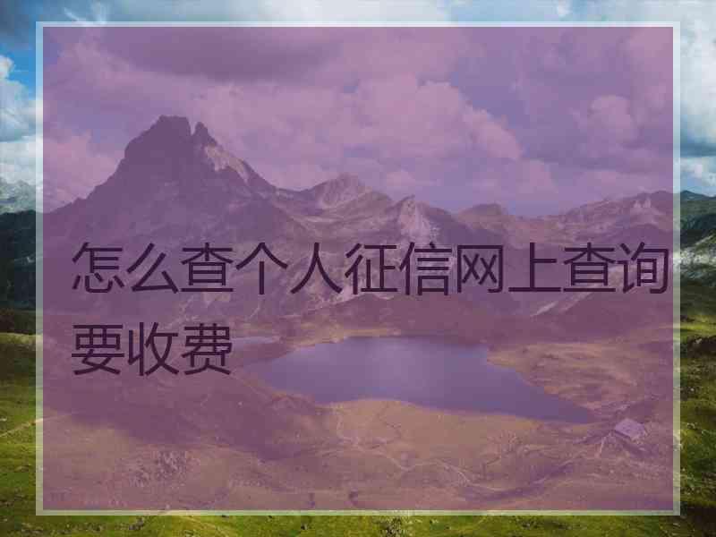 怎么查个人征信网上查询要收费 怎么查个人征信网上查询要收费