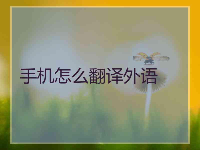 手机怎么翻译外语 手机怎么翻译外语