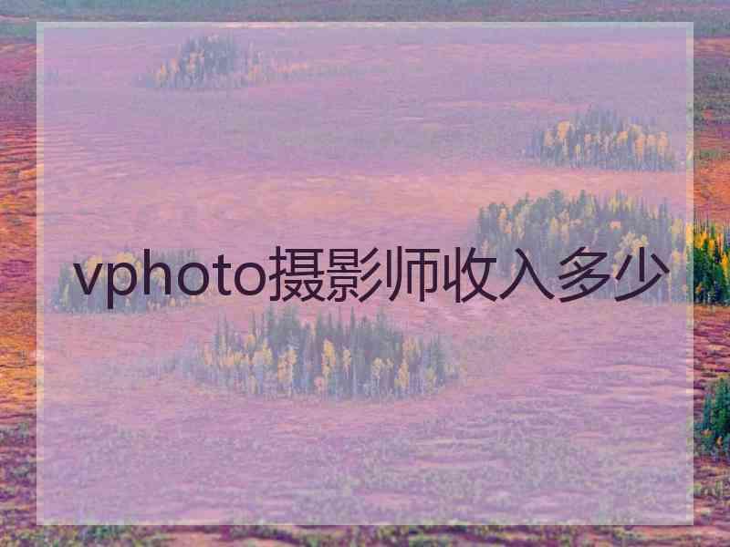 vphoto摄影师收入多少 vphoto摄影师收入多少