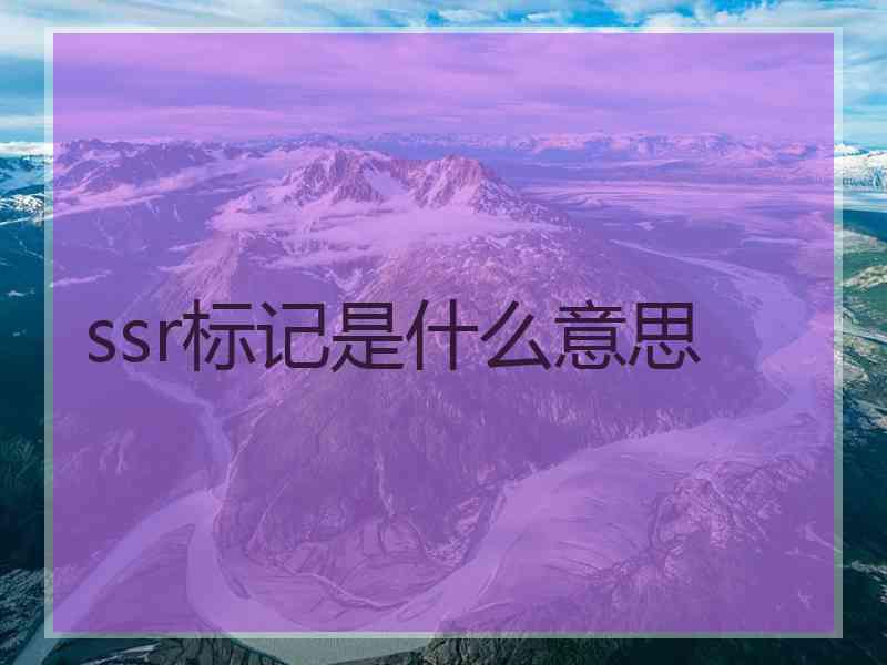 ssr标记是什么意思 ssr标记是什么意思
