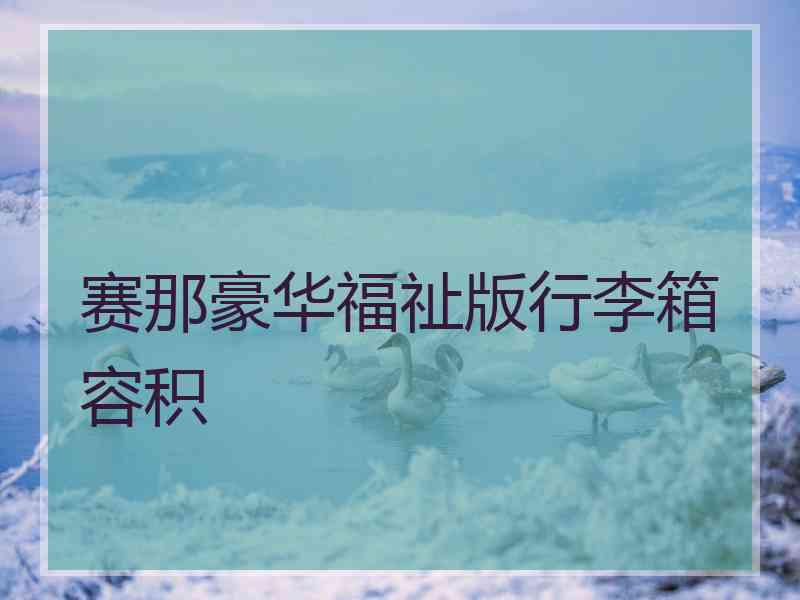 赛那豪华福祉版行李箱容积 赛那豪华福祉版行李箱容积