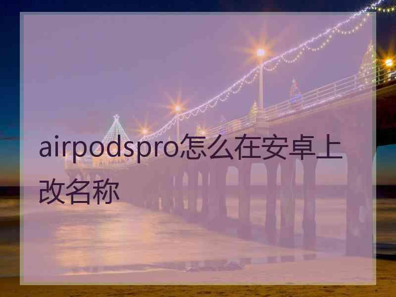 airpodspro怎么在安卓上改名称 airpodspro怎么在安卓上改名称
