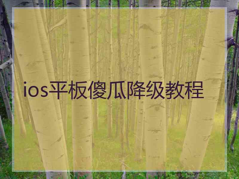 ios平板傻瓜降级教程 ios平板傻瓜降级教程