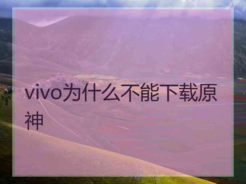 vivo为什么不能下载原神