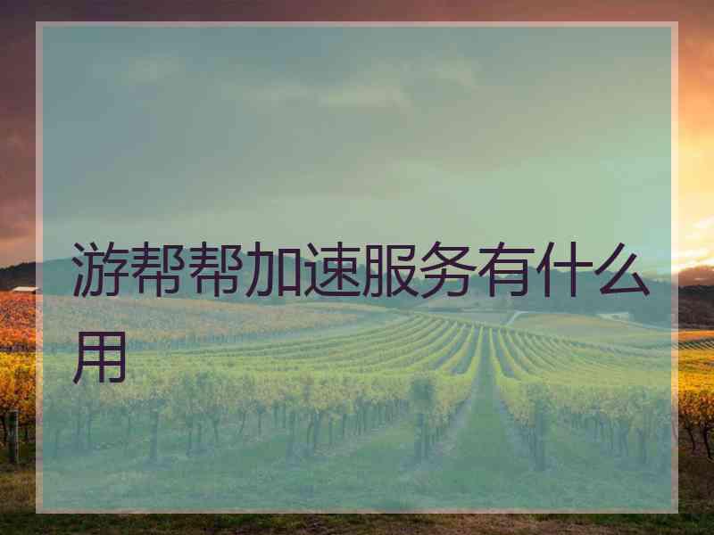 游帮帮加速服务有什么用