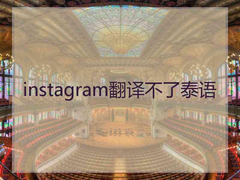 instagram翻译不了泰语