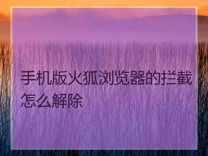 手机版火狐浏览器的拦截怎么解除