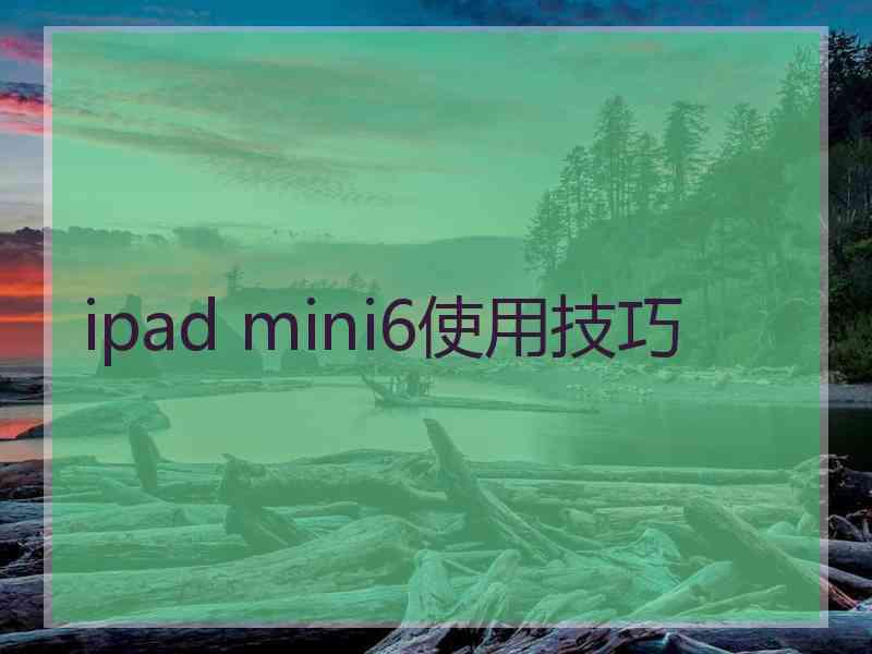 ipad mini6使用技巧
