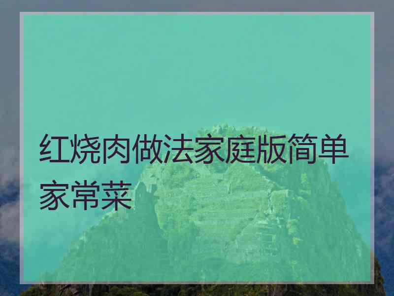 红烧肉做法家庭版简单家常菜
