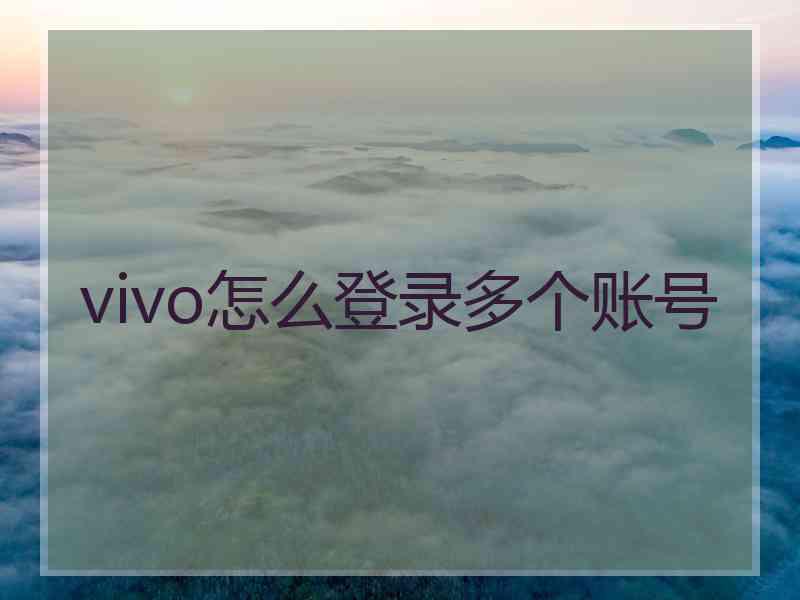 vivo怎么登录多个账号