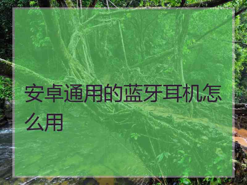 安卓通用的蓝牙耳机怎么用