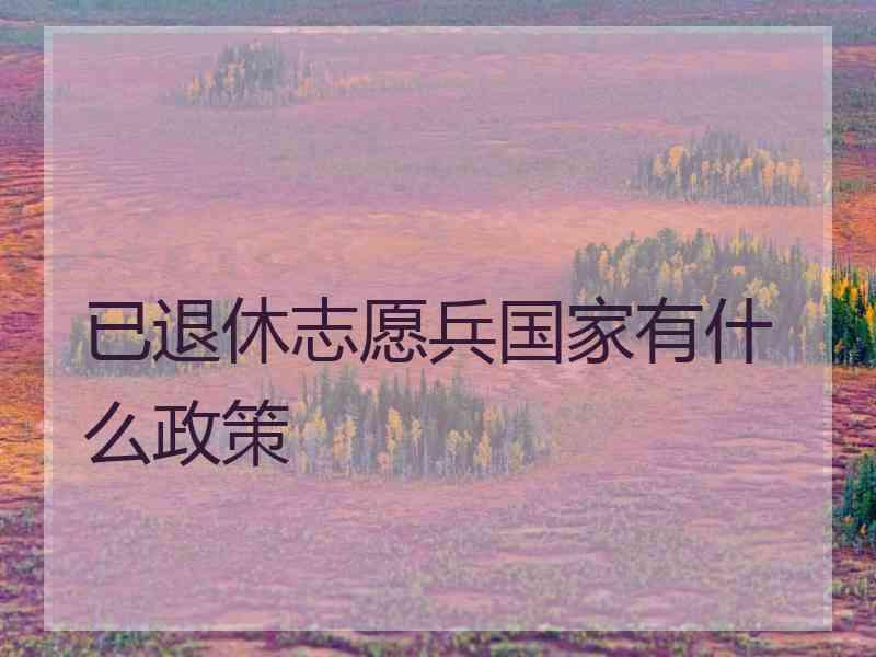 已退休志愿兵国家有什么政策