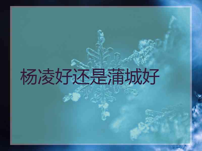 杨凌好还是蒲城好