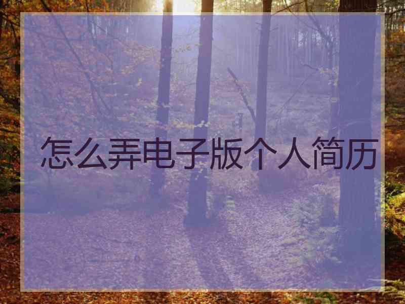 怎么弄电子版个人简历
