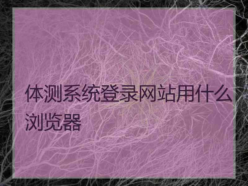 体测系统登录网站用什么浏览器
