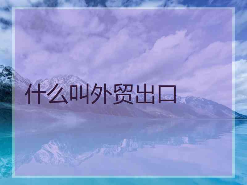 什么叫外贸出口