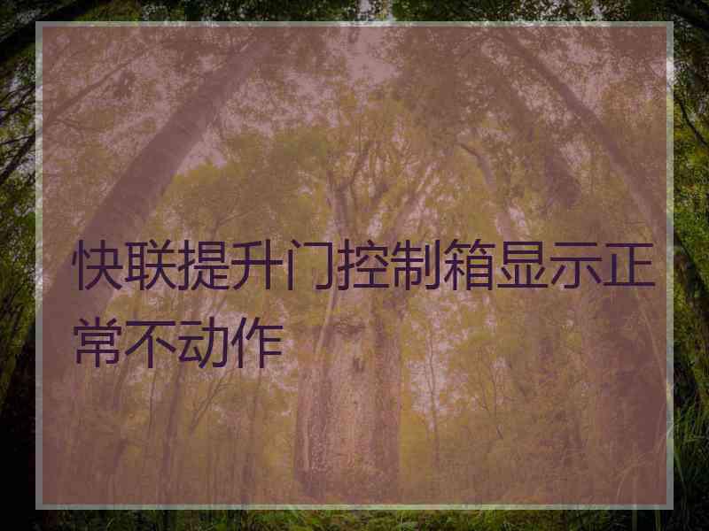 快联提升门控制箱显示正常不动作