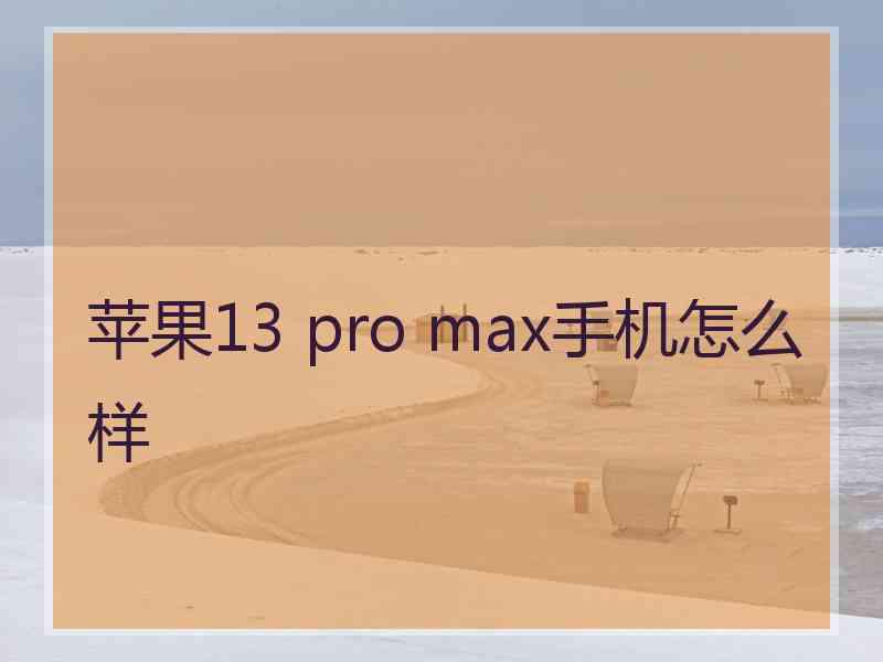 苹果13 pro max手机怎么样