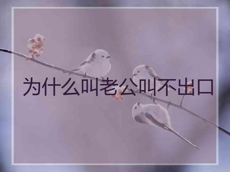 为什么叫老公叫不出口