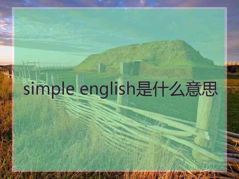 simple english是什么意思