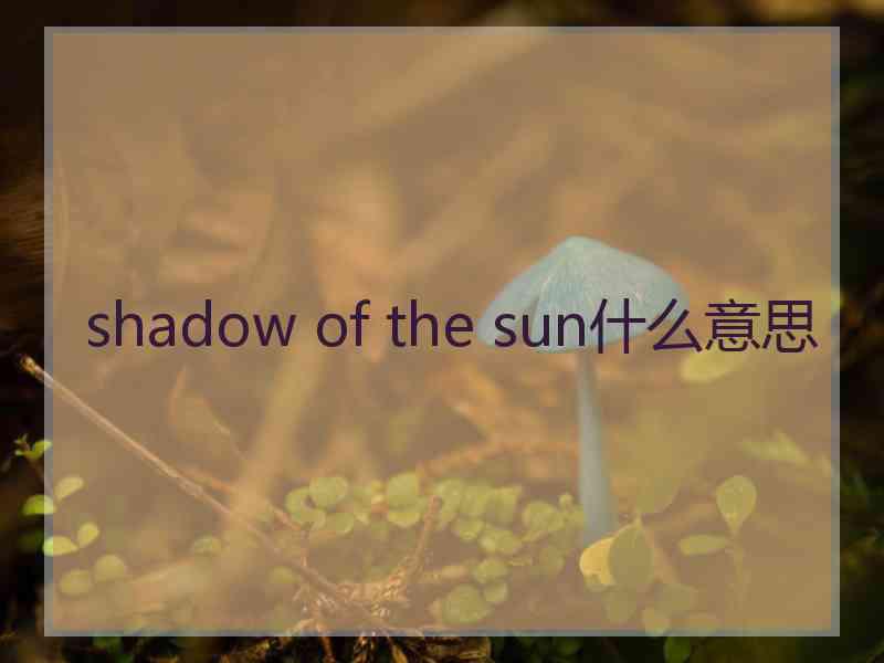 shadow of the sun什么意思