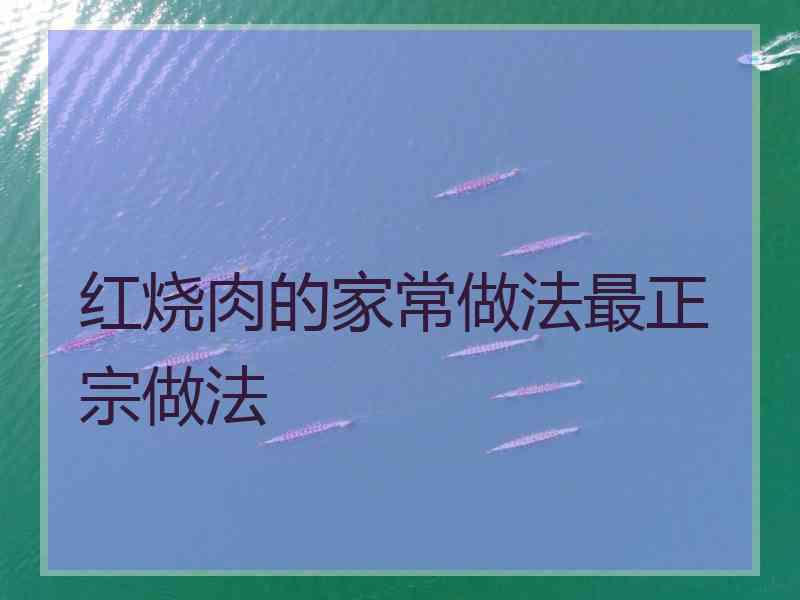 红烧肉的家常做法最正宗做法