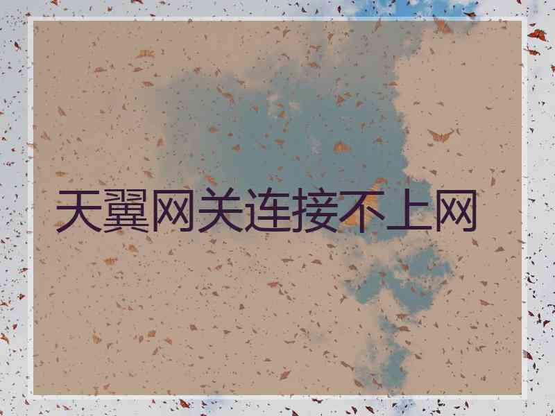 天翼网关连接不上网