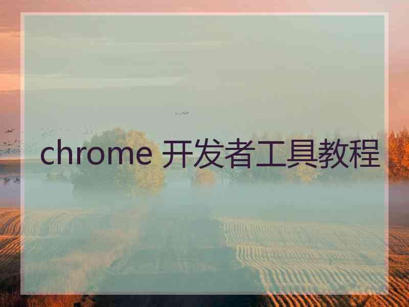 chrome 开发者工具教程