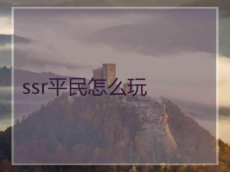ssr平民怎么玩