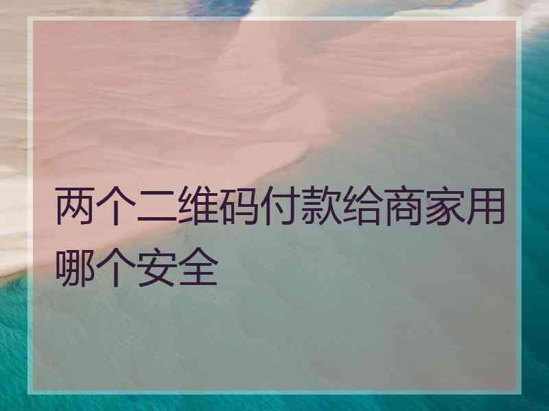 两个二维码付款给商家用哪个安全