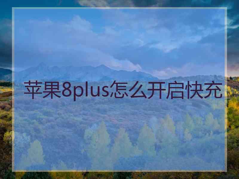 苹果8plus怎么开启快充