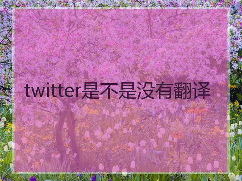 twitter是不是没有翻译