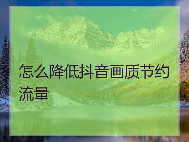 怎么降低抖音画质节约流量