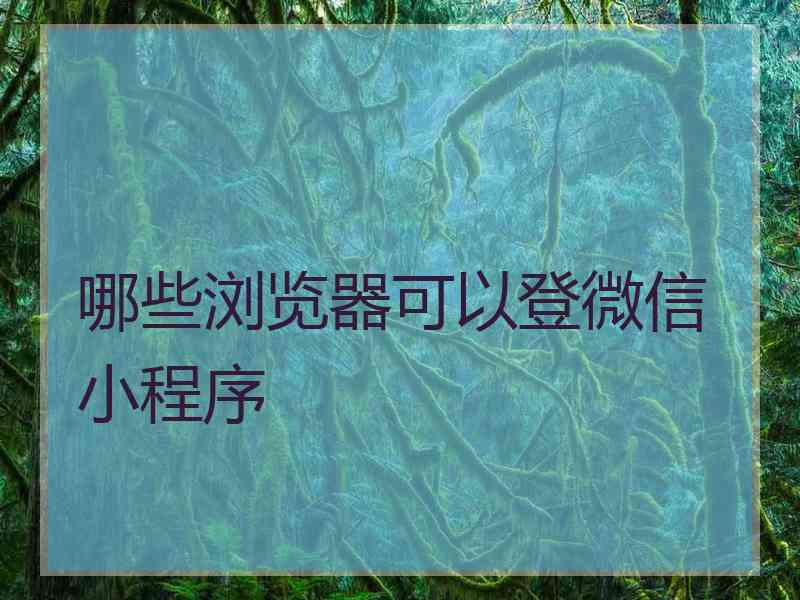 哪些浏览器可以登微信小程序