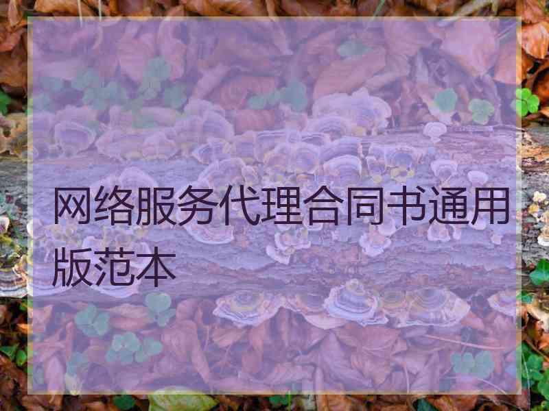 网络服务代理合同书通用版范本