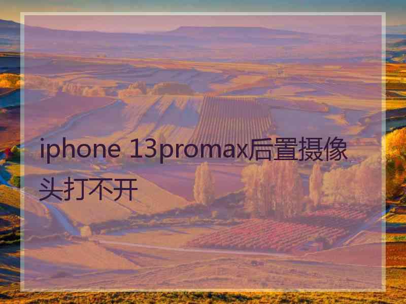 iphone 13promax后置摄像头打不开
