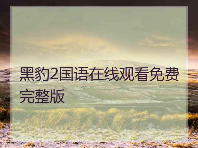 黑豹2国语在线观看免费完整版