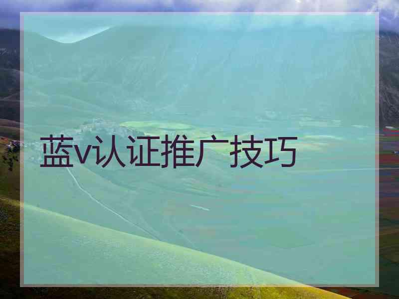 蓝v认证推广技巧