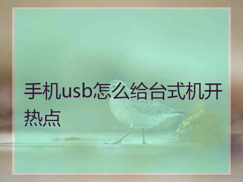 手机usb怎么给台式机开热点