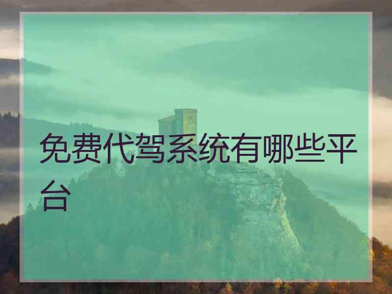 免费代驾系统有哪些平台