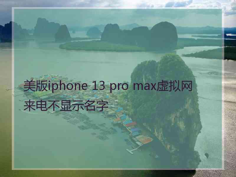 美版iphone 13 pro max虚拟网来电不显示名字