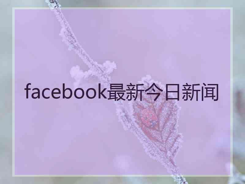 facebook最新今日新闻
