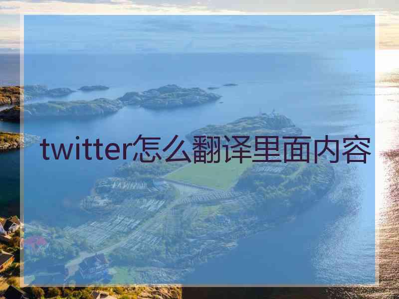 twitter怎么翻译里面内容