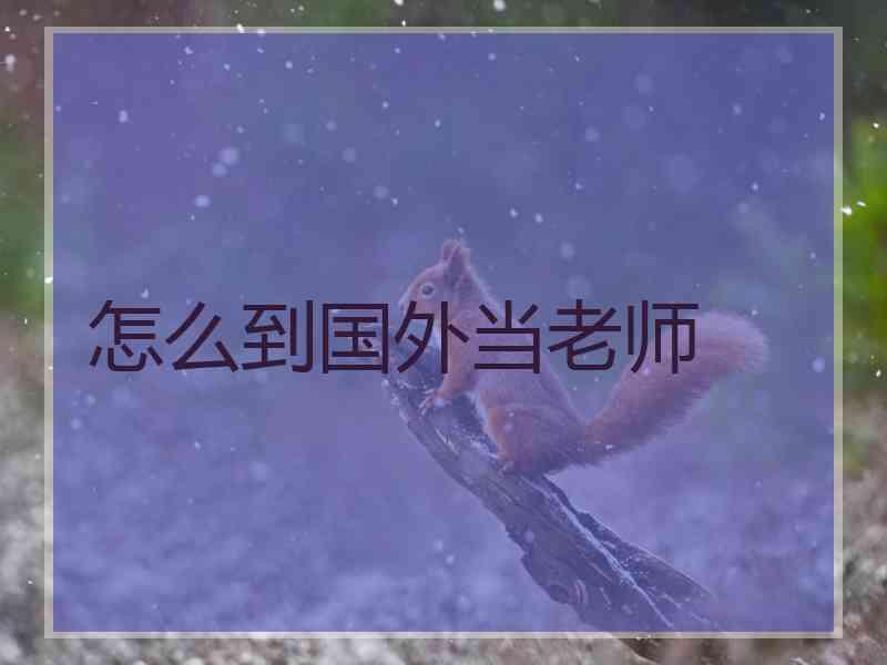 怎么到国外当老师