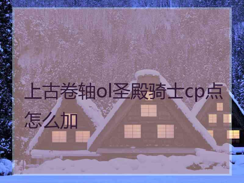 上古卷轴ol圣殿骑士cp点怎么加