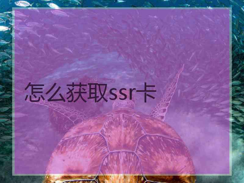 怎么获取ssr卡