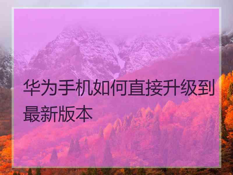 华为手机如何直接升级到最新版本